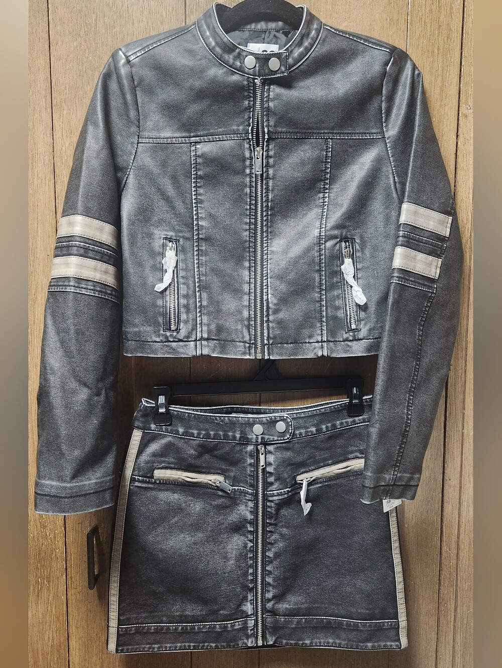 Kohl's Vintage Black Moto Jacket and Skirt Set